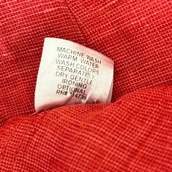 FLAX Womens 100% Linen Short Sleeve Brick Red Oversized Top Blouse | Size Large - Picture 6 of 6